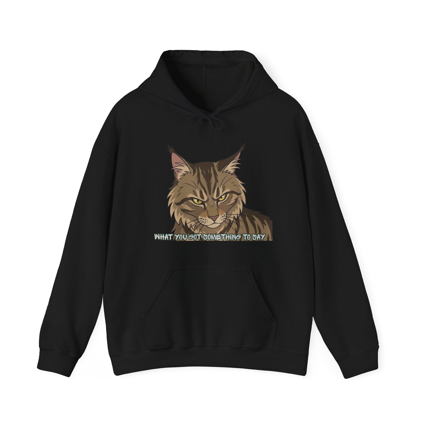 Cat Face Hoodie — “What Wouldn’t Something Be, Right?” Graphic Pullover for Cat Lovers