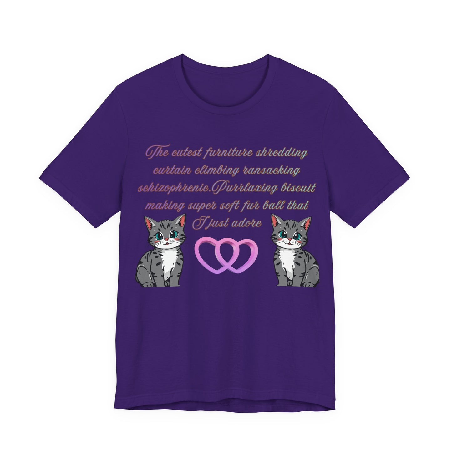 Cat Lover T‑Shirt — Cute Twin Cats with Heart Illustration & Sweet Text