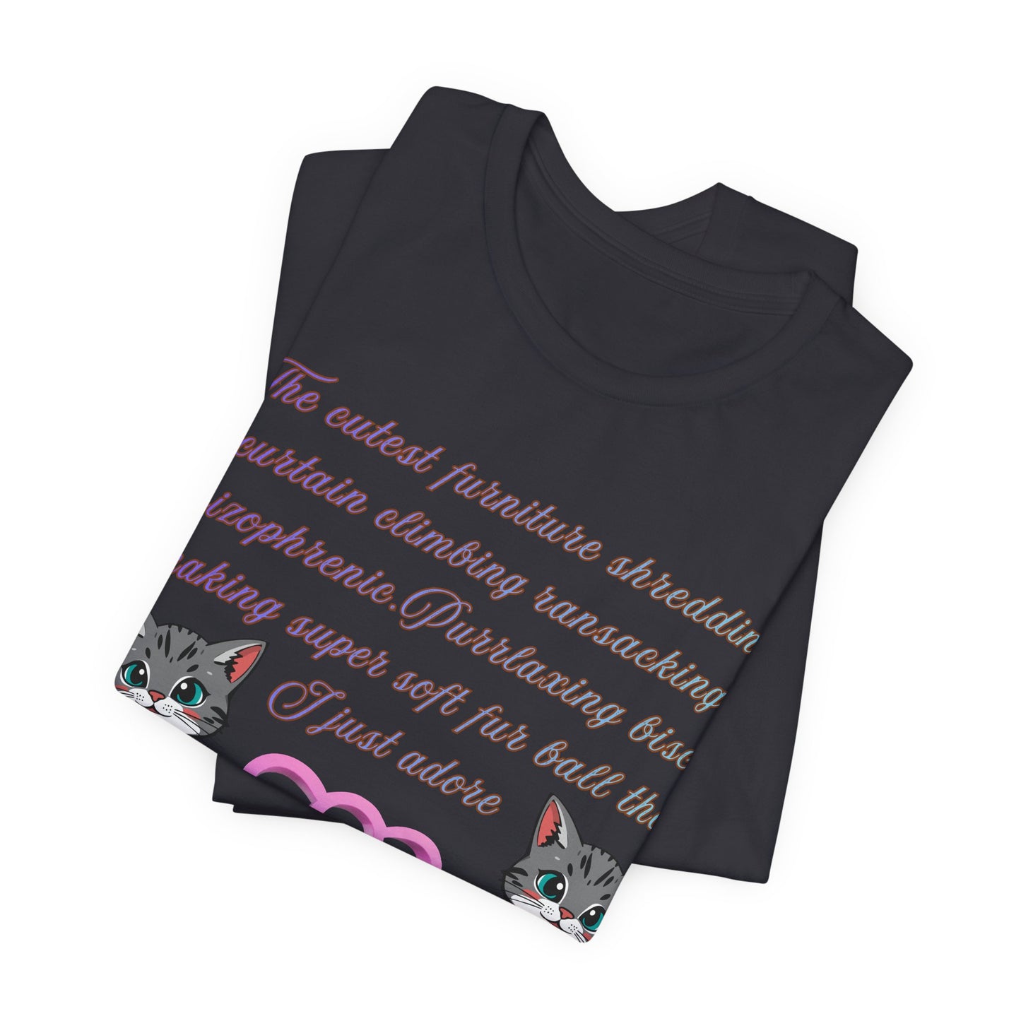 Cat Lover T‑Shirt — Cute Twin Cats with Heart Illustration & Sweet Text