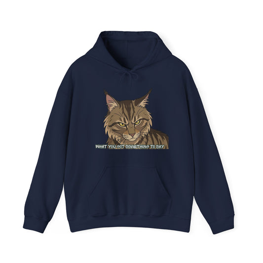 Cat Face Hoodie — “What Wouldn’t Something Be, Right?” Graphic Pullover for Cat Lovers