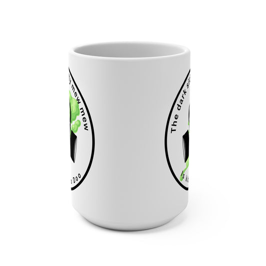 15oz Ceramic Mug — "The Dark Side of Kitty Mew Mew" Gas Mask Cat Design