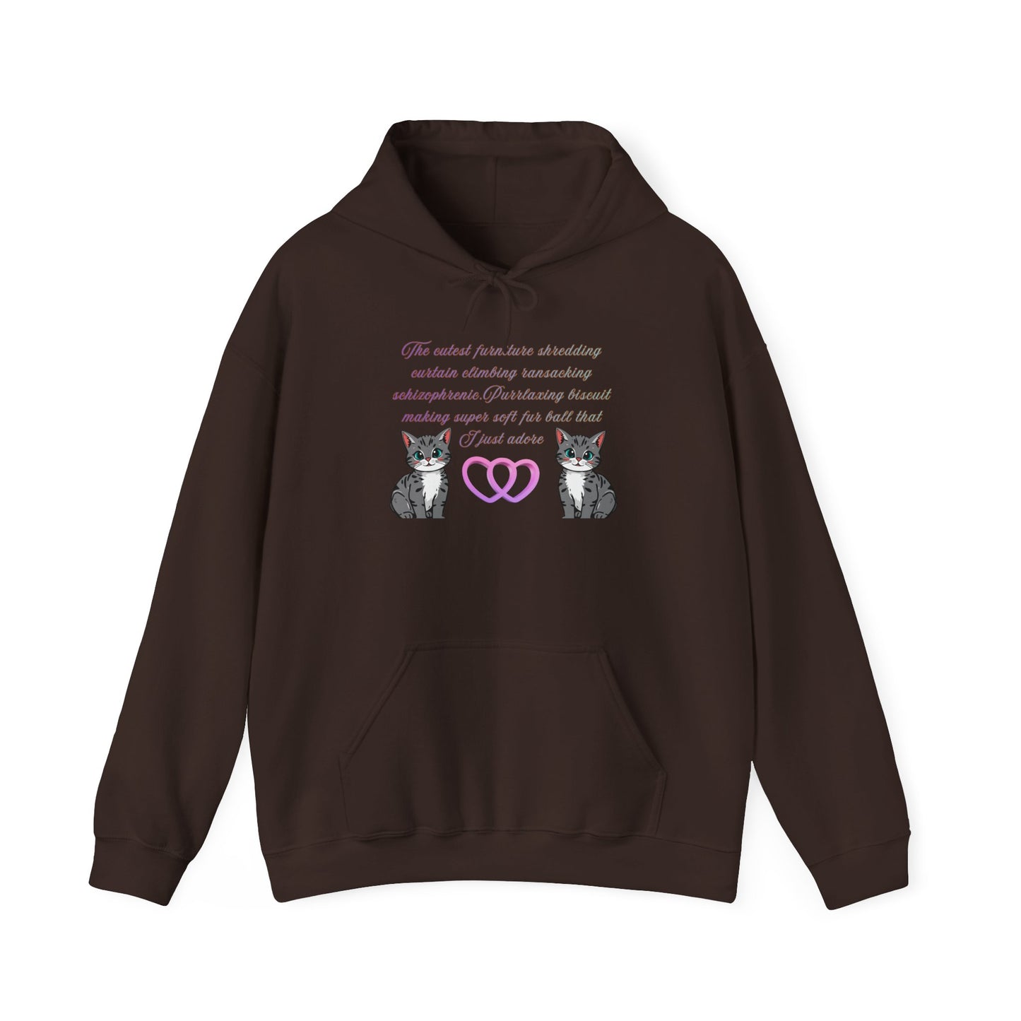Cat Lover Hoodie – Matching Hearts & Kittens Graphic Sweatshirt