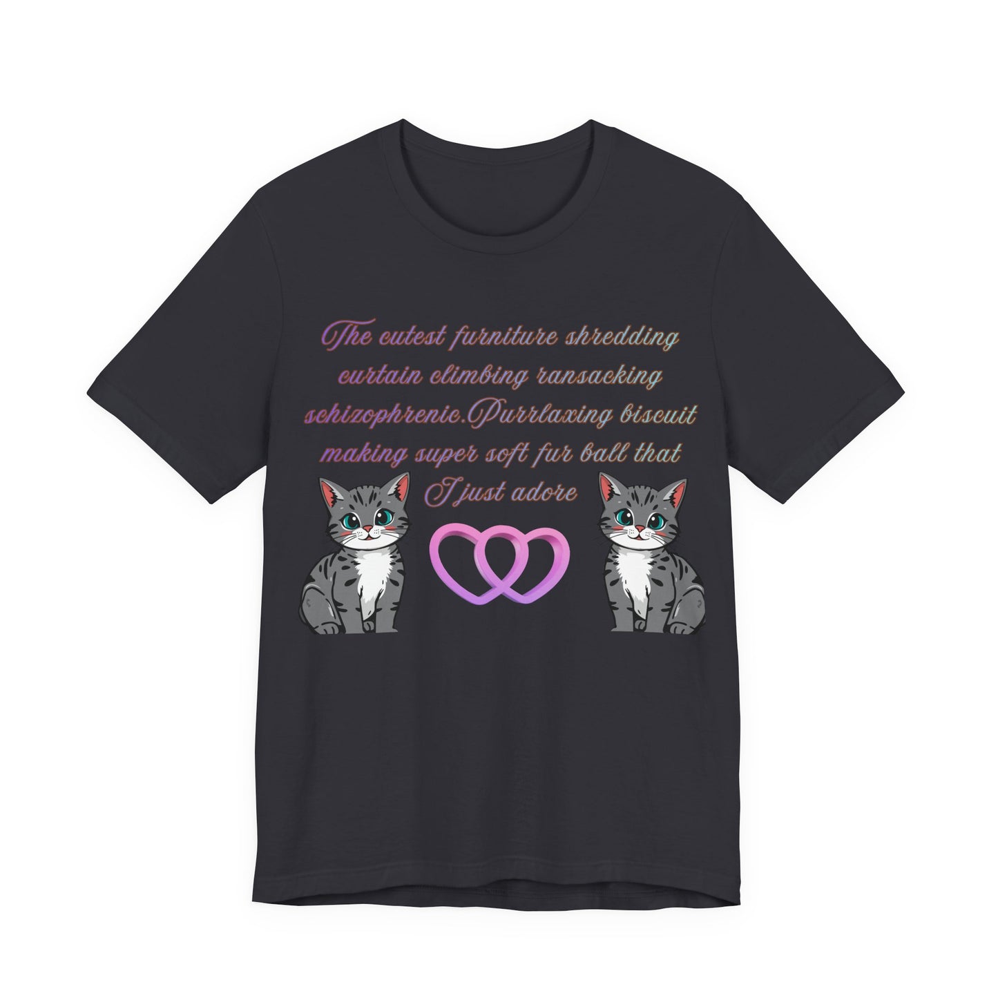 Cat Lover T‑Shirt — Cute Twin Cats with Heart Illustration & Sweet Text