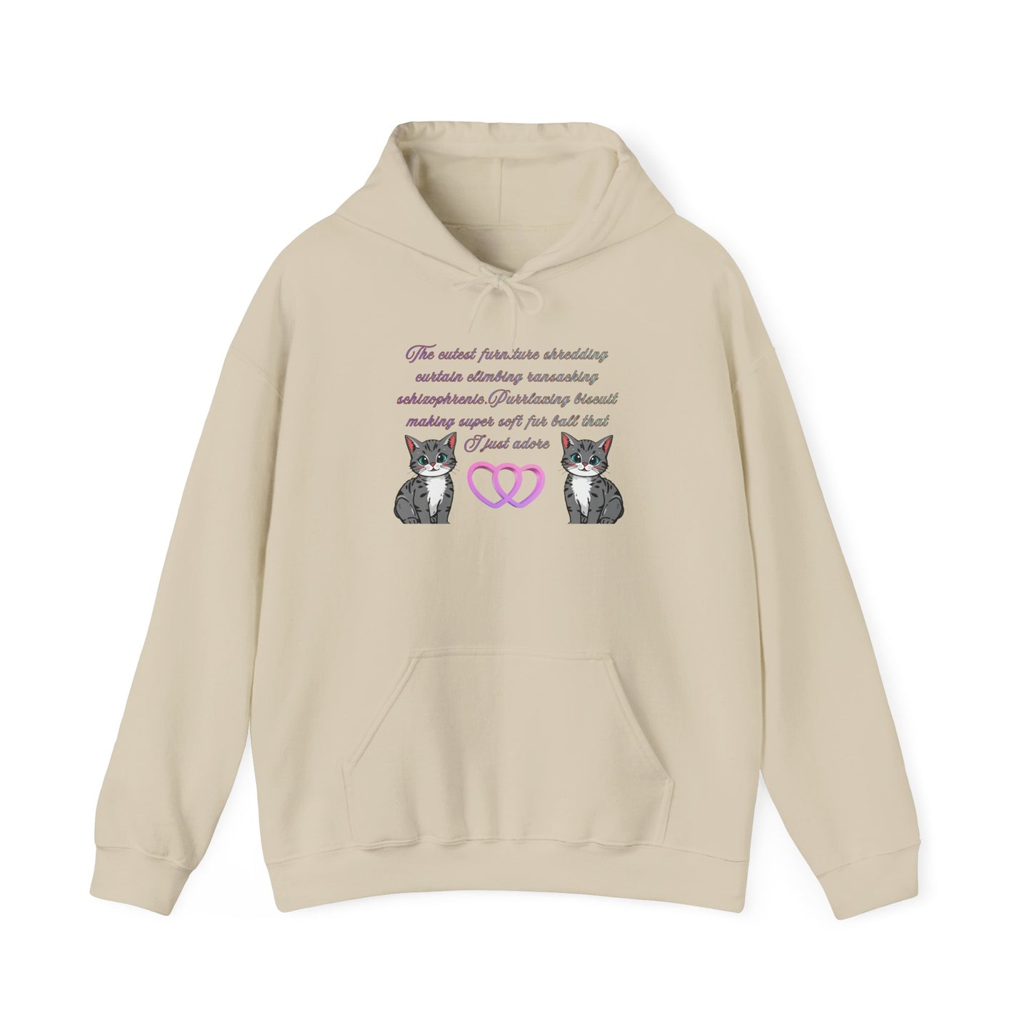 Cat Lover Hoodie – Matching Hearts & Kittens Graphic Sweatshirt