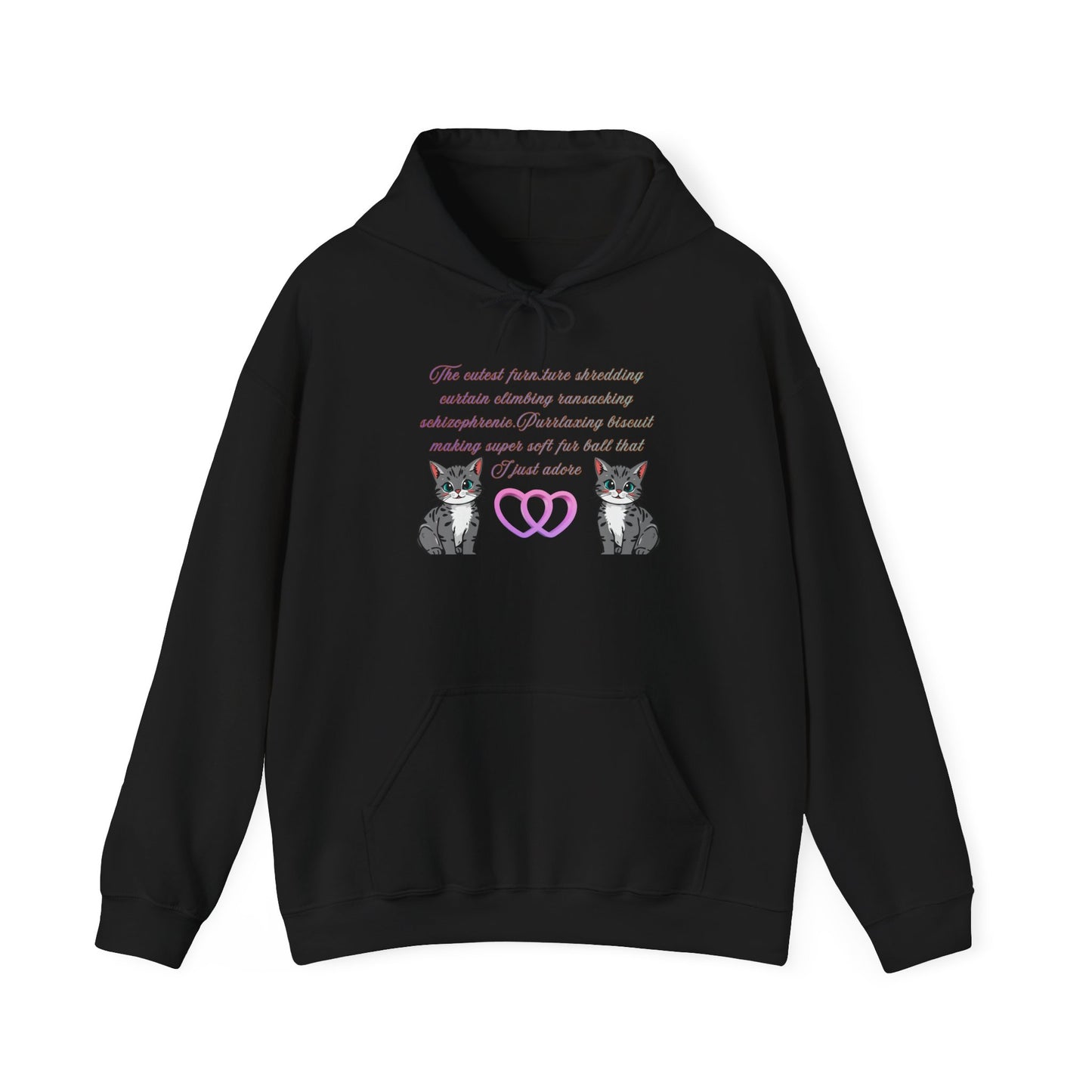 Cat Lover Hoodie – Matching Hearts & Kittens Graphic Sweatshirt