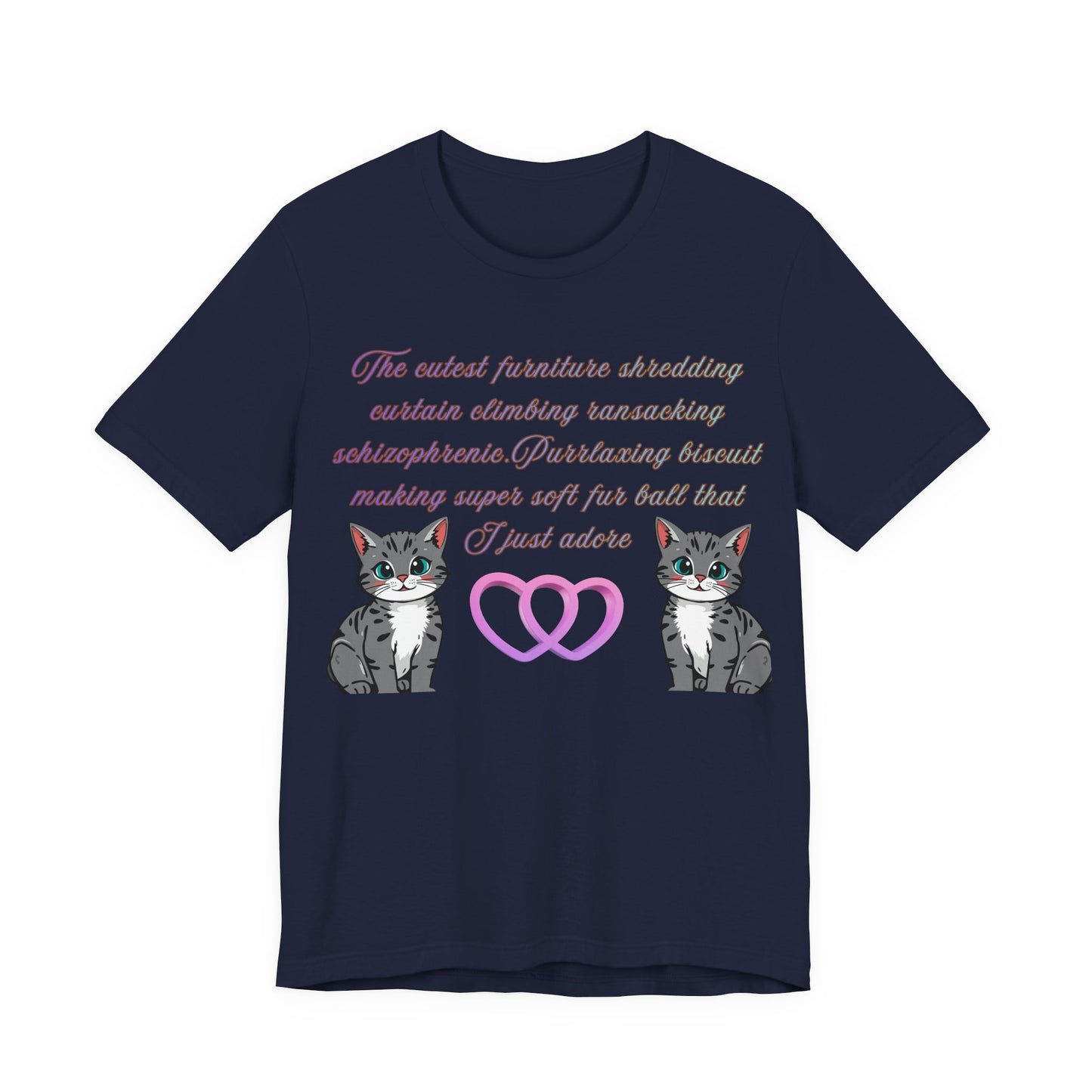 Cat Lover T‑Shirt — Cute Twin Cats with Heart Illustration & Sweet Text