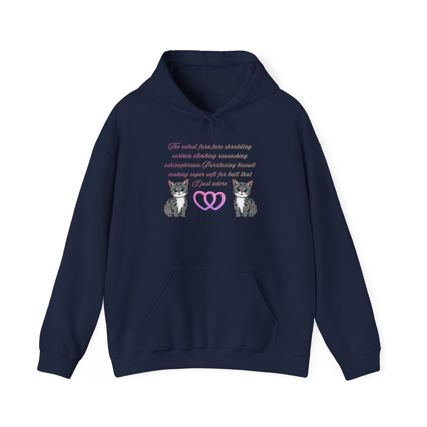 Cat Lover Hoodie – Matching Hearts & Kittens Graphic Sweatshirt