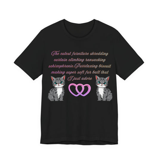 Cat Lover T‑Shirt — Cute Twin Cats with Heart Illustration & Sweet Text
